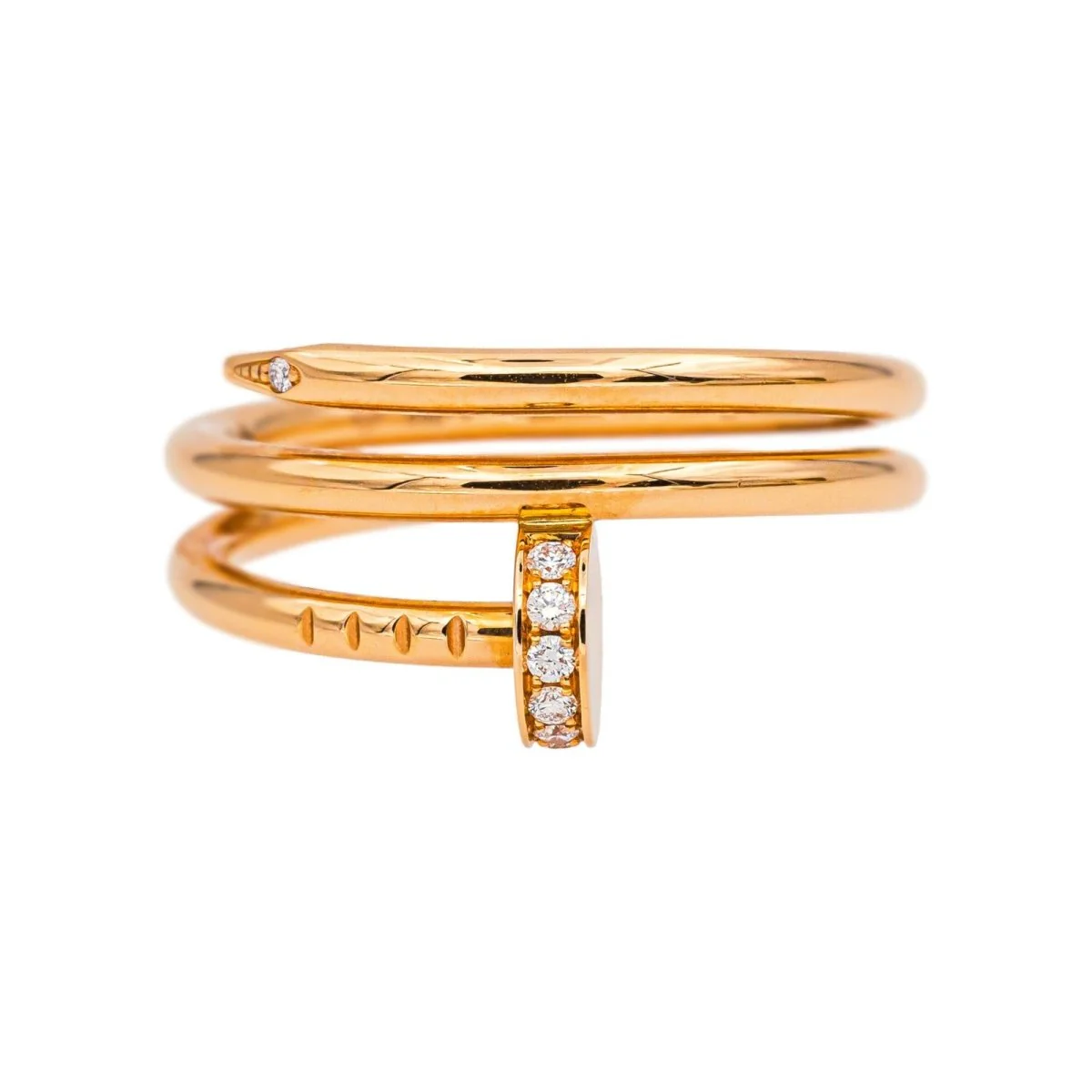 Bague Jonc CARTIER "Juste un clou double tour" en or rose et diamants - Image 3