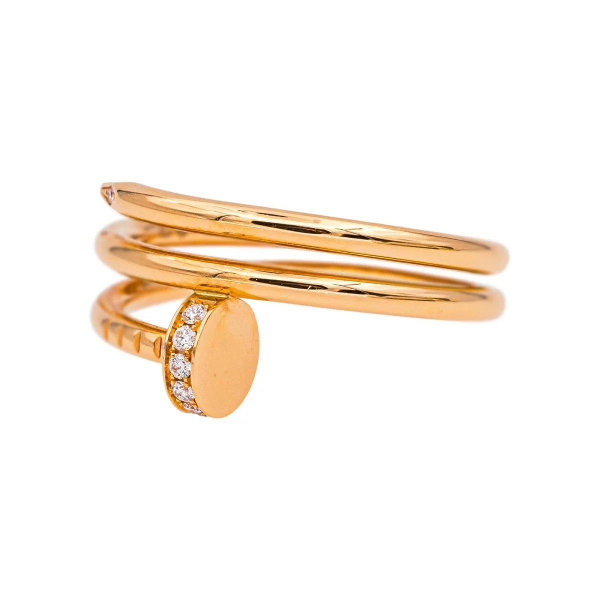 Bague Jonc CARTIER "Juste un clou double tour" en or rose et diamants - Image 4