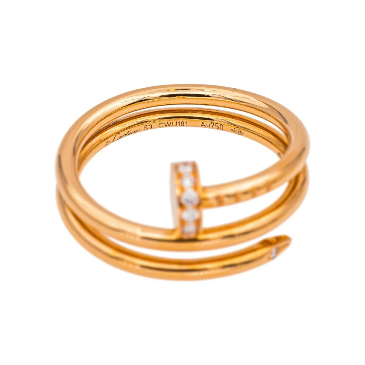 Bague Jonc CARTIER "Juste un clou double tour" en or rose et diamants - Image 6