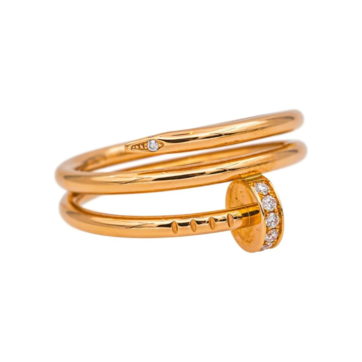 Bague Jonc CARTIER "Juste un clou double tour" en or rose et diamants - Image 7