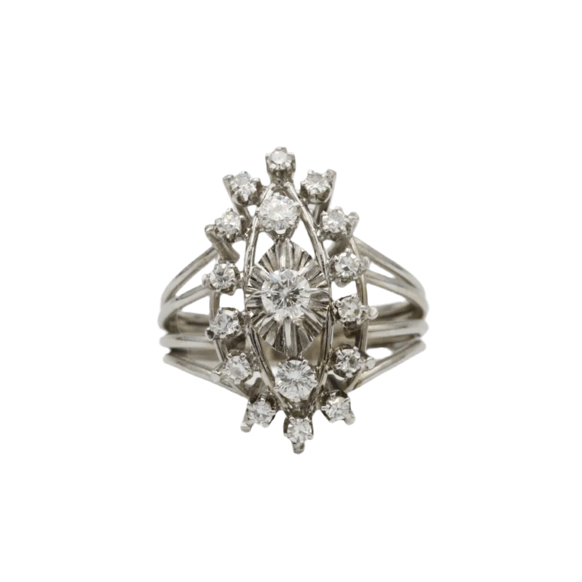 Bague Marquise en or blanc et diamants