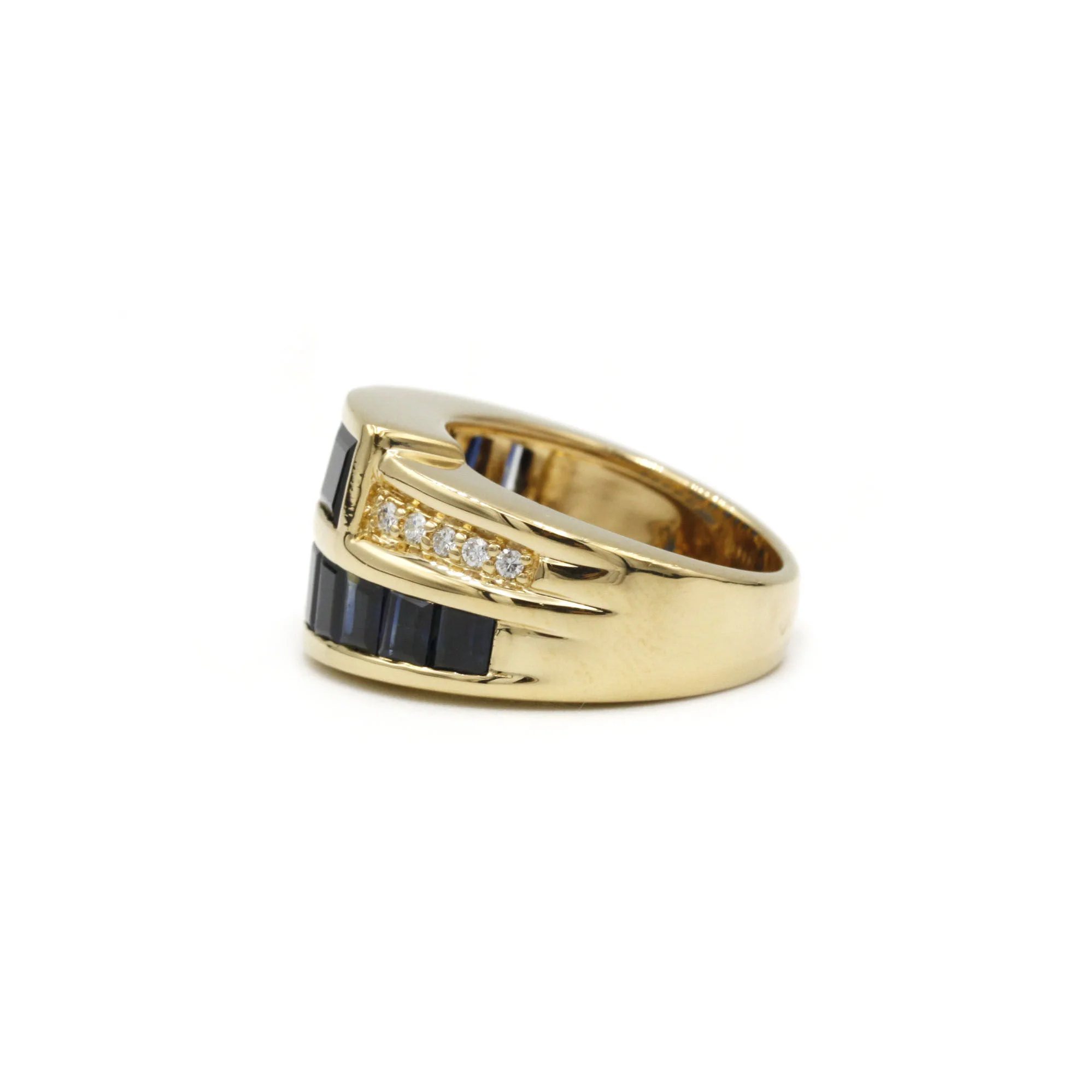 Bague - Or, Diamants & Saphirs - Image 2