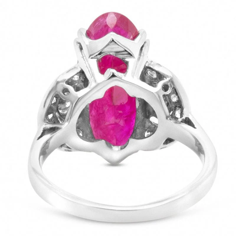 Bague or gris rubis diamants - Image 4