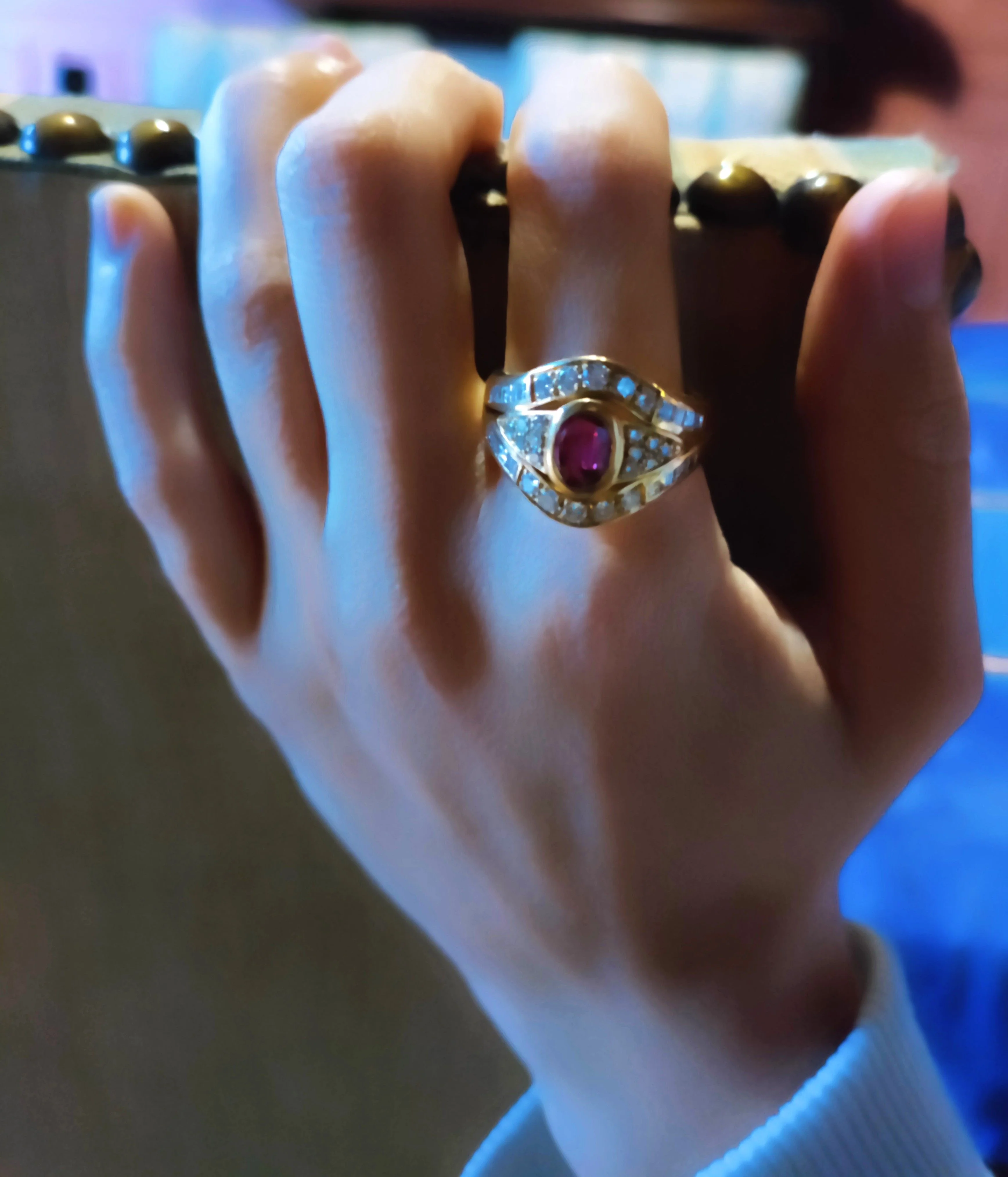 Bague Rubis Diamants Sur Or Jaune - Image 12