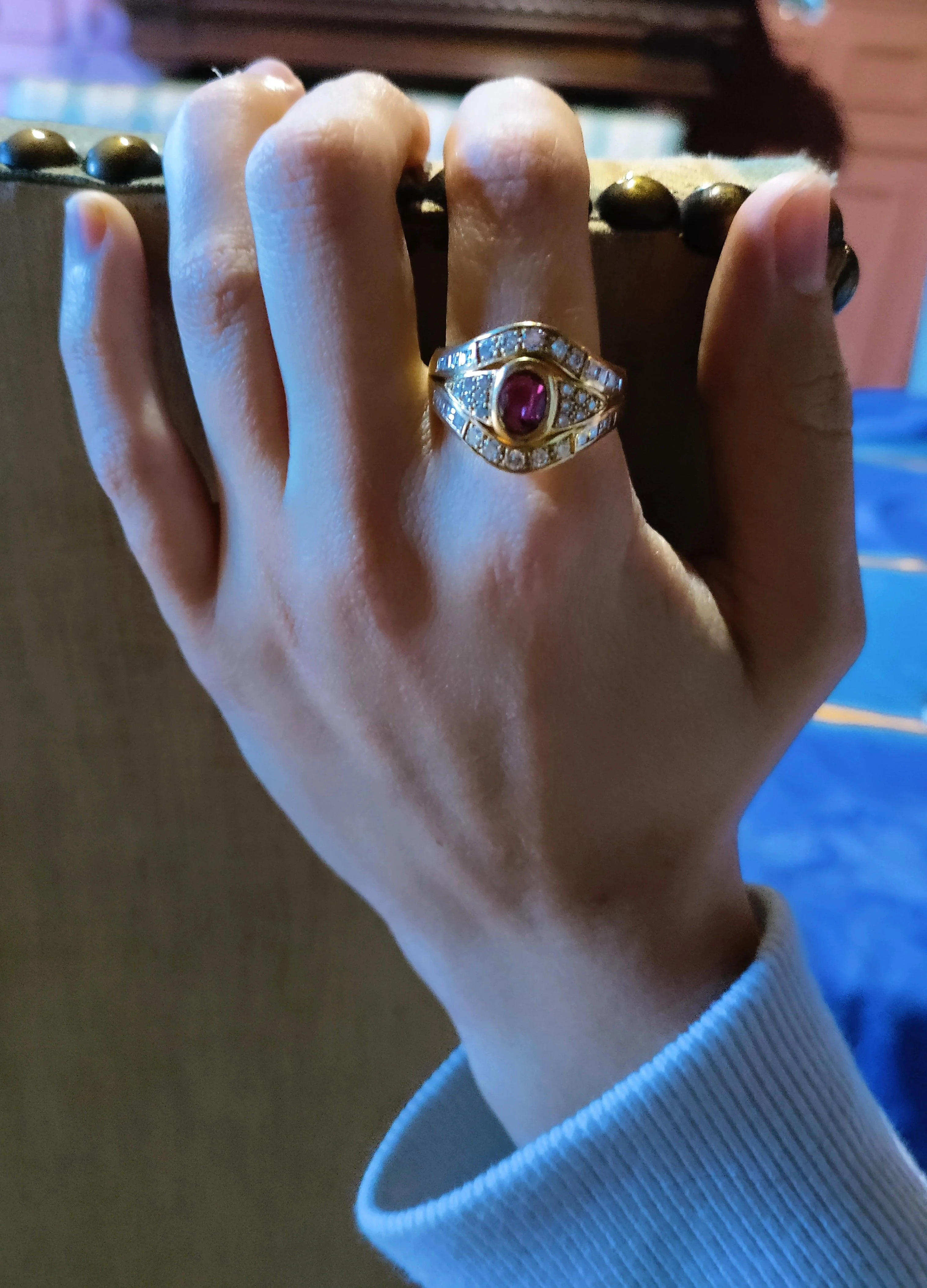 Bague Rubis Diamants Sur Or Jaune - Image 9