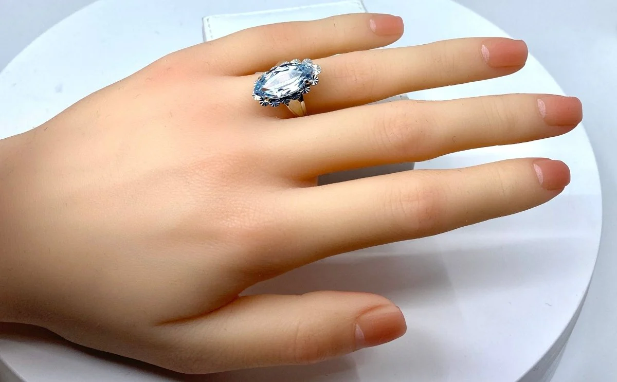 Bague en or blanc et aigue marine - Image 6