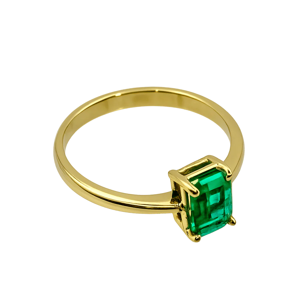ANILLO DE ORO AMARILLO CON ESMERALDA COLOMBIANA - Image 6