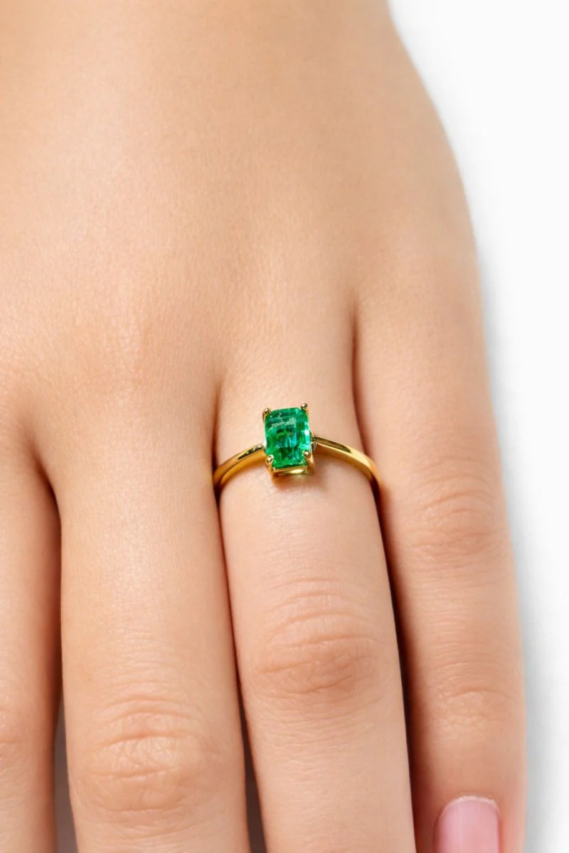 ANILLO DE ORO AMARILLO CON ESMERALDA COLOMBIANA - Image 7