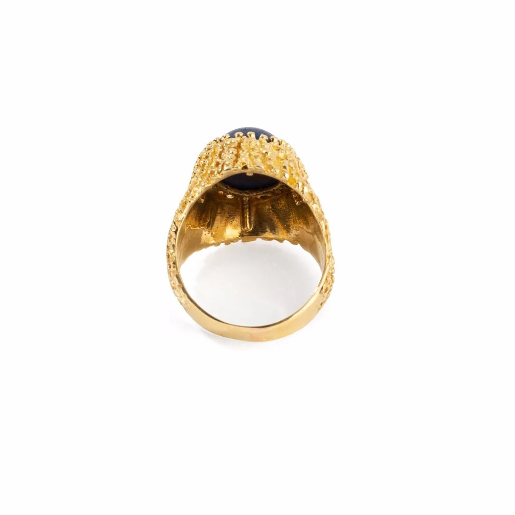 Bague en or jaune texturé et lapis lazuli - Image 4