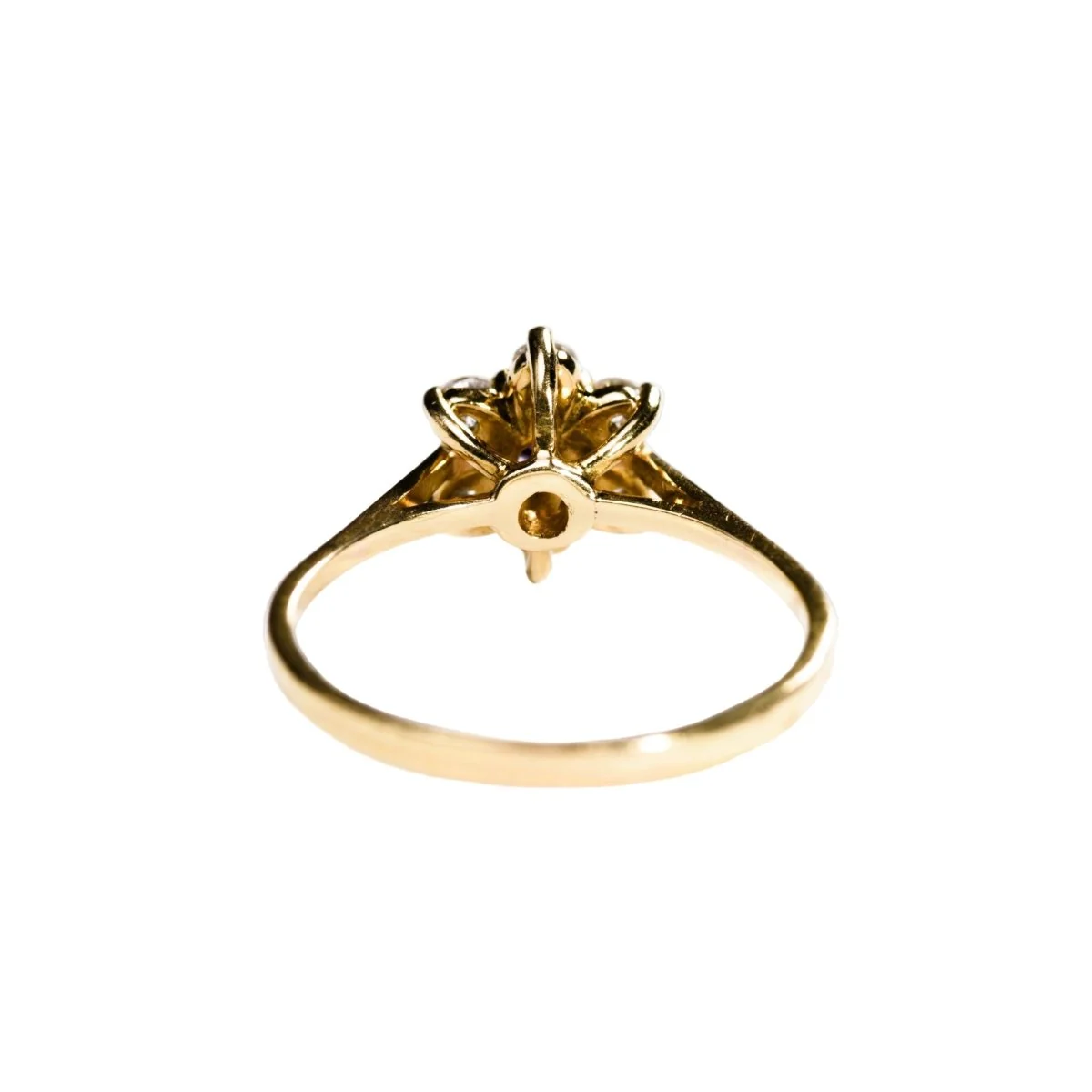 Bague Marguerite rubis diamants en or jaune - Image 3