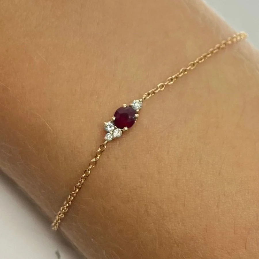 Bracelet Souple en or rose, rubis, et diamants - Image 2