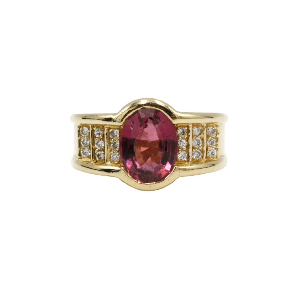 Bague Bandeau en or jaune, tourmaline et diamants