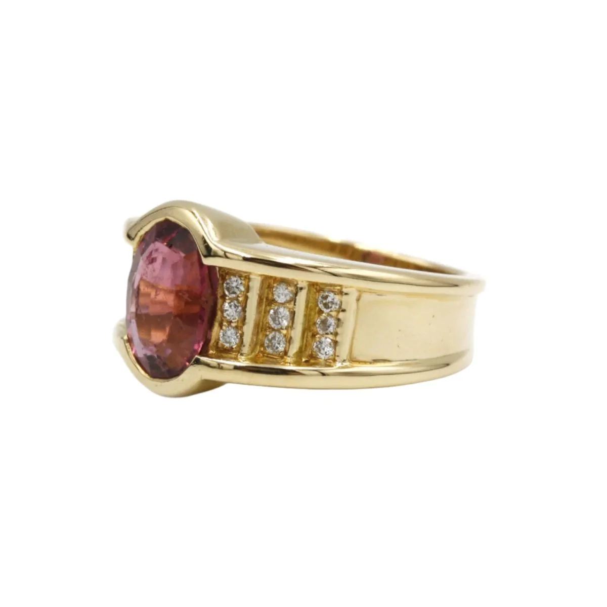 Bague Bandeau en or jaune, tourmaline et diamants - Image 2