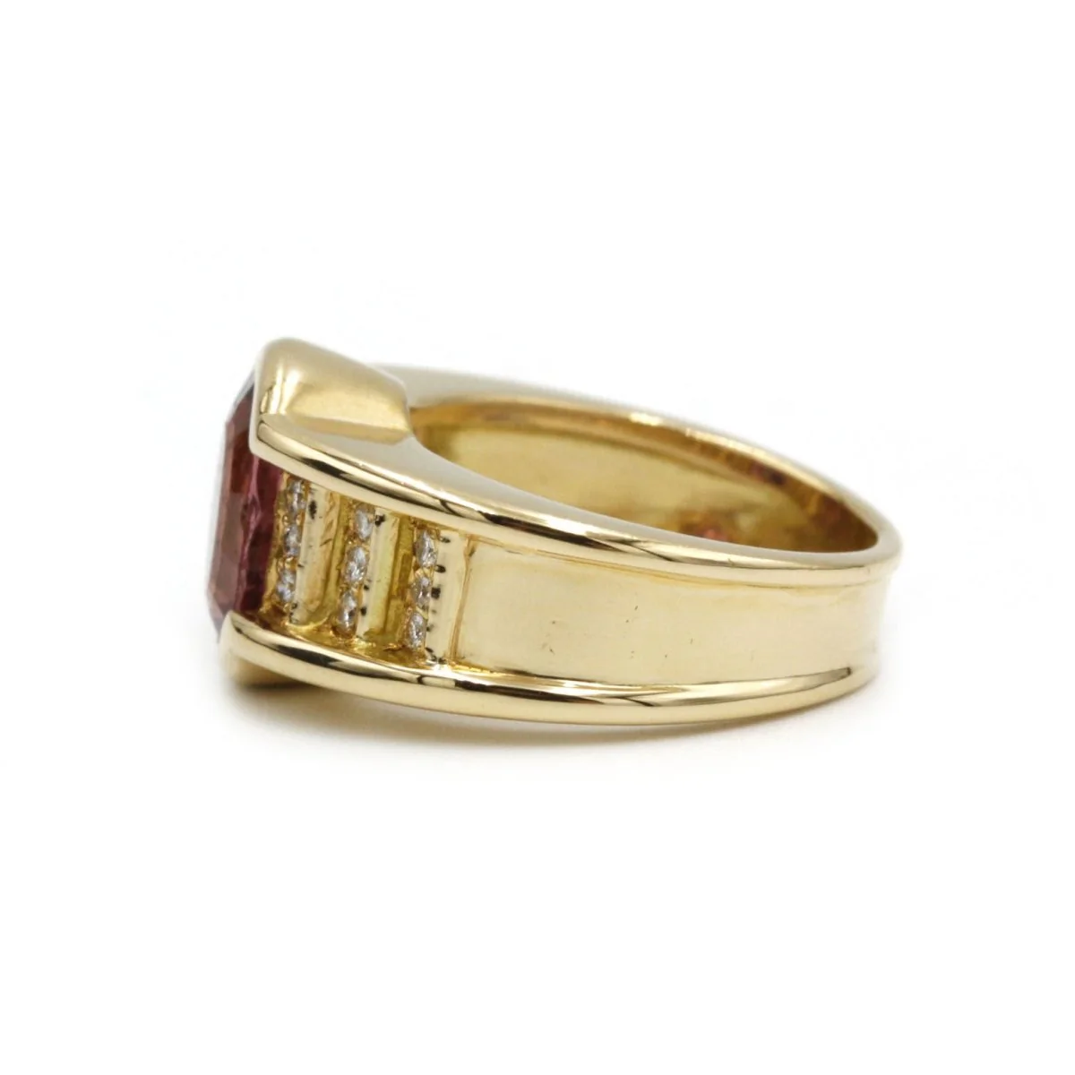 Bague Bandeau en or jaune, tourmaline et diamants - Image 3