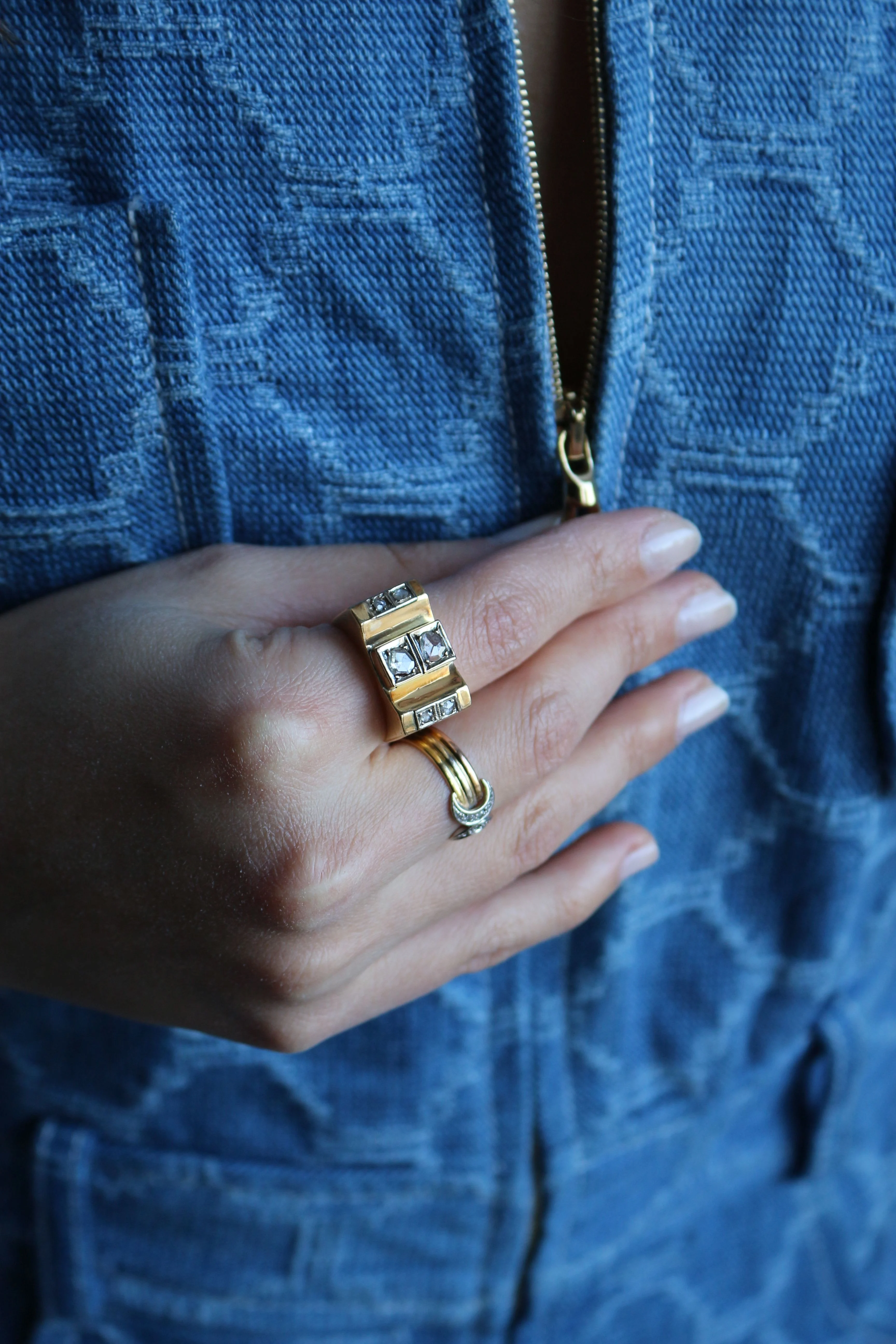 Bague Tank Diamants Taille Rose - Image 9