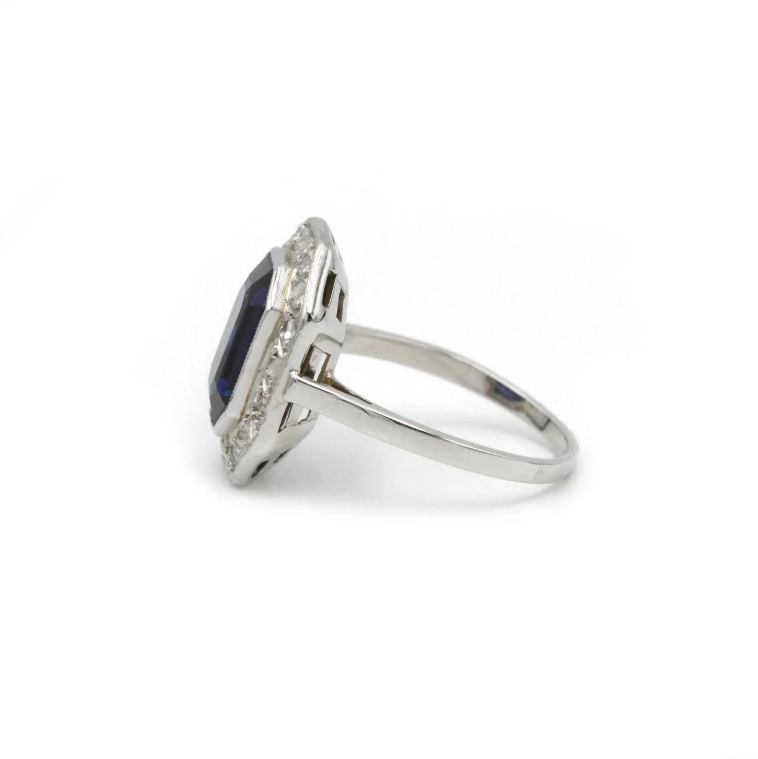 Bague - Or, Platine, saphir & Diamants - Image 2