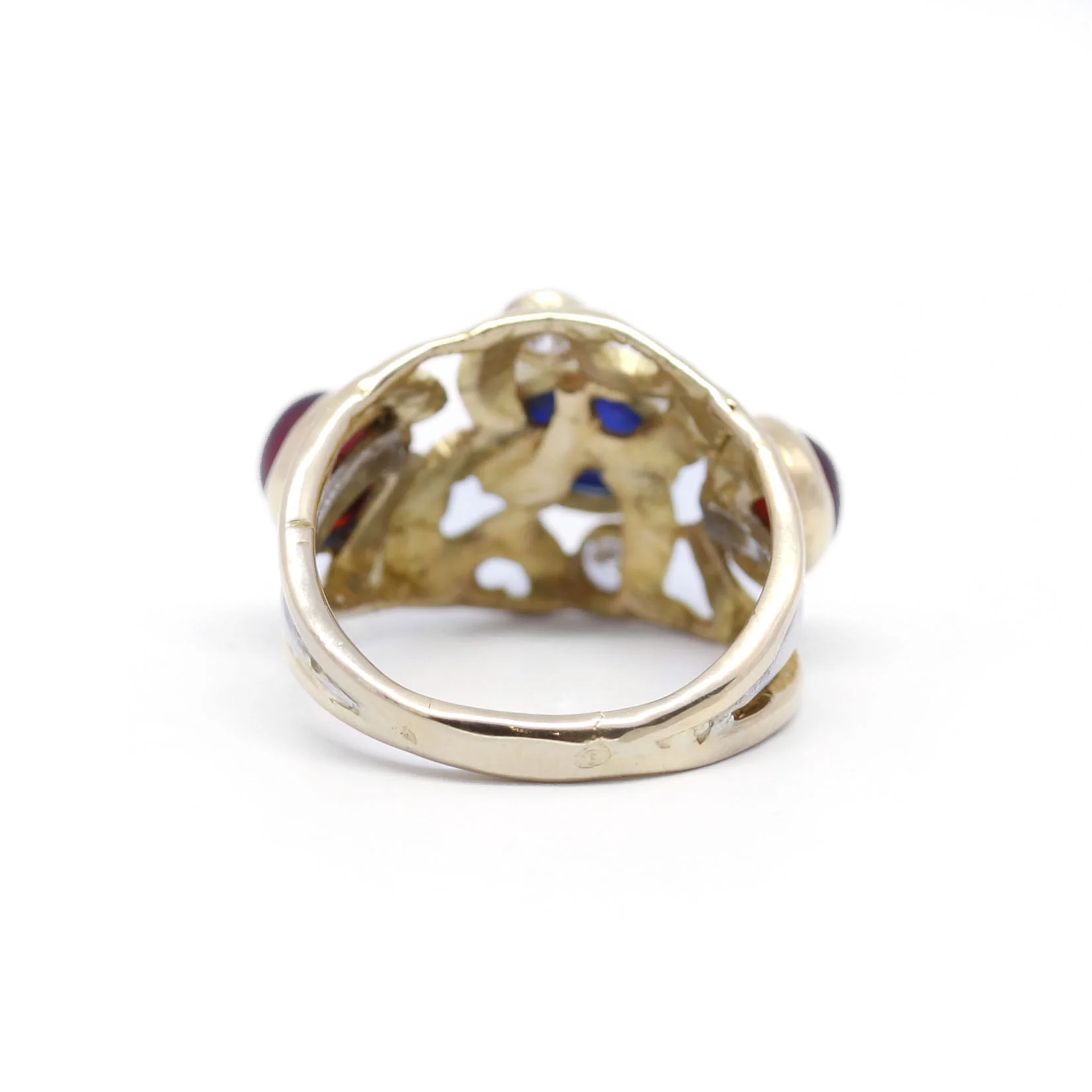 Bague - Or, Saphir, Grenats Et Diamants - Image 3