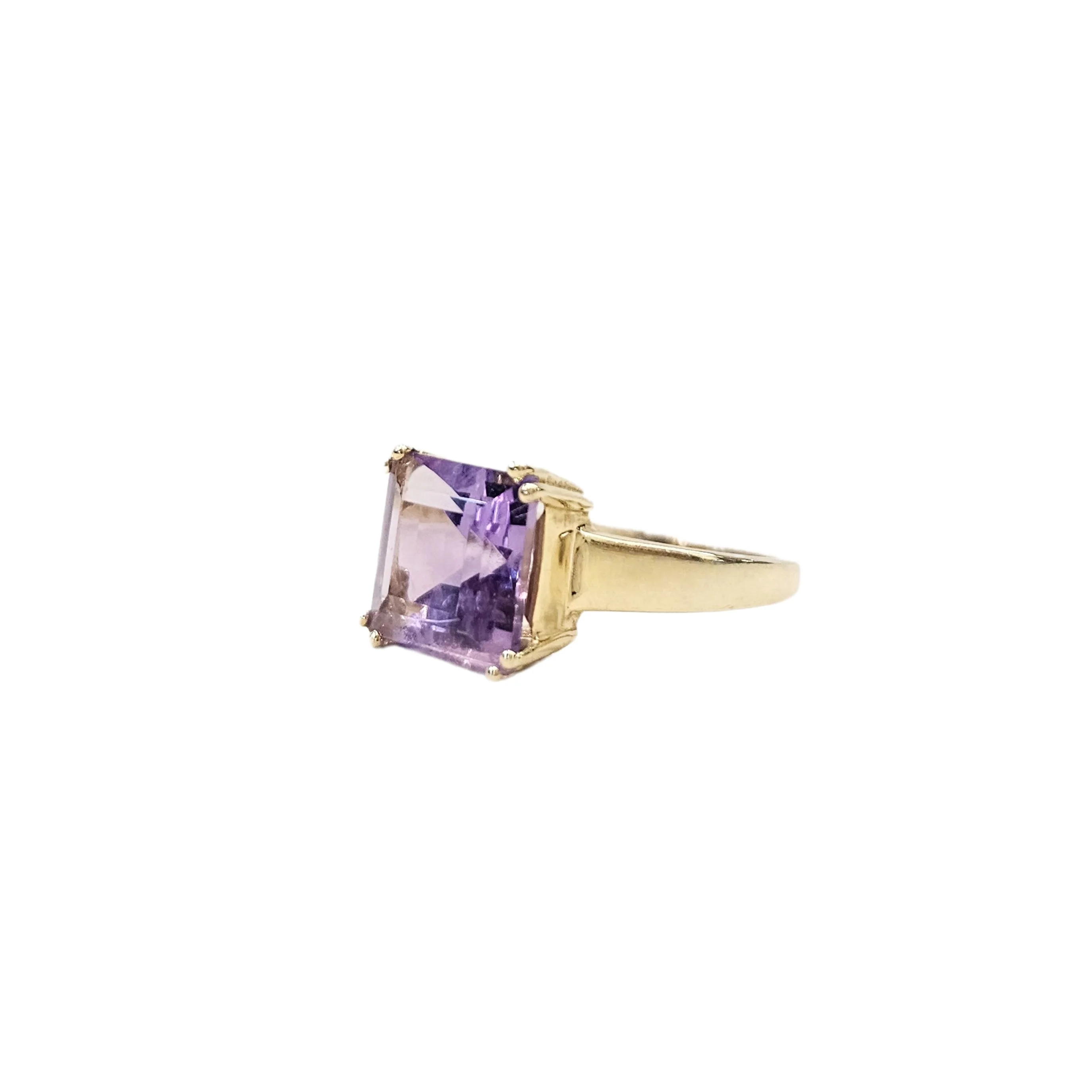 Bague en or jaune 18 carats et amethyste taille princesse - Taille EU60 - Image 2