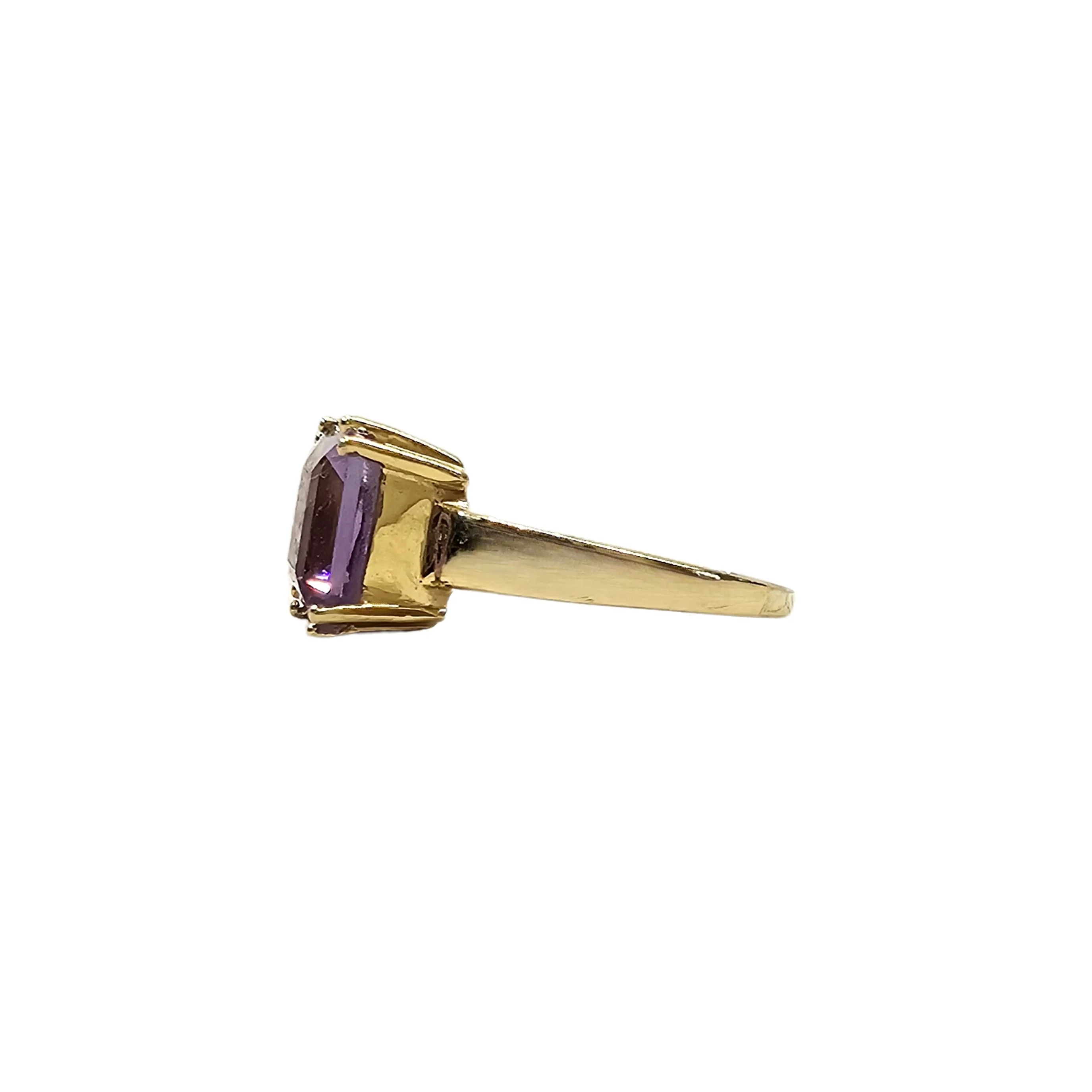 Bague en or jaune 18 carats et amethyste taille princesse - Taille EU60 - Image 3