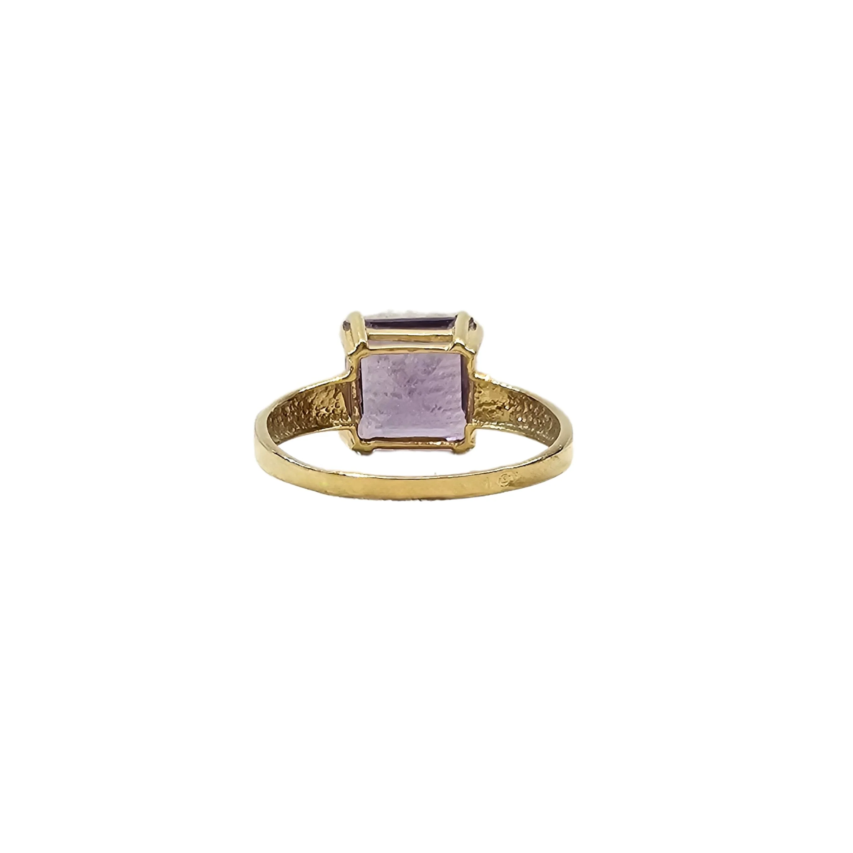 Bague en or jaune 18 carats et amethyste taille princesse - Taille EU60 - Image 5
