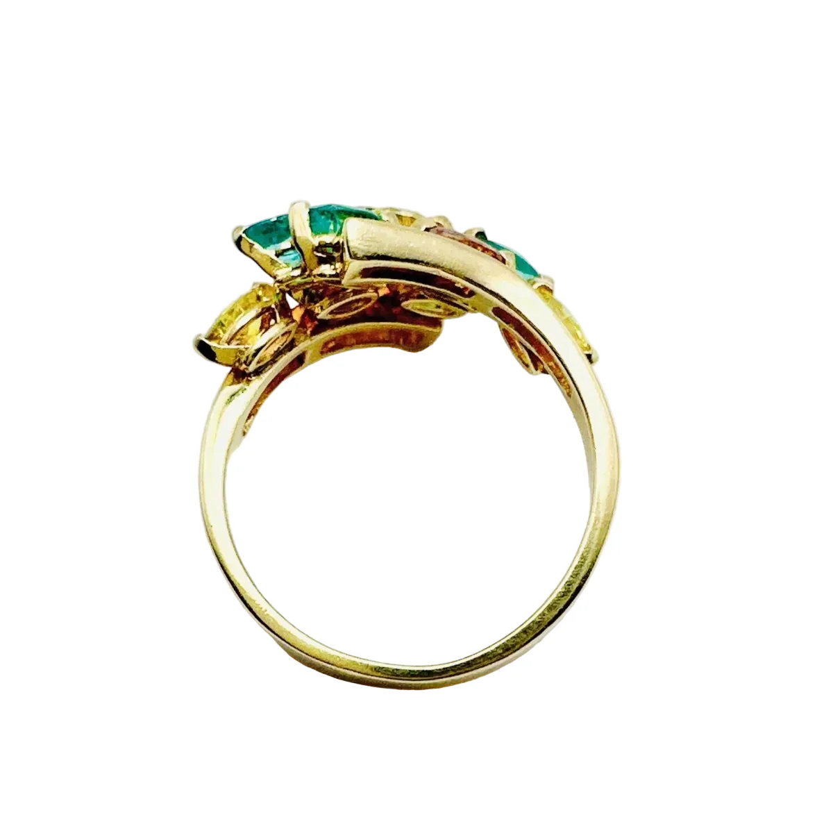 Bague en or jaune, émeraudes et diamants - Image 3