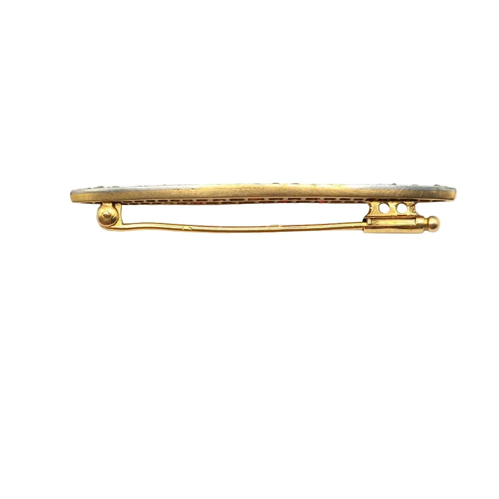 Broche Barrette en or jaune, or blanc, rubis et diamants - Image 3