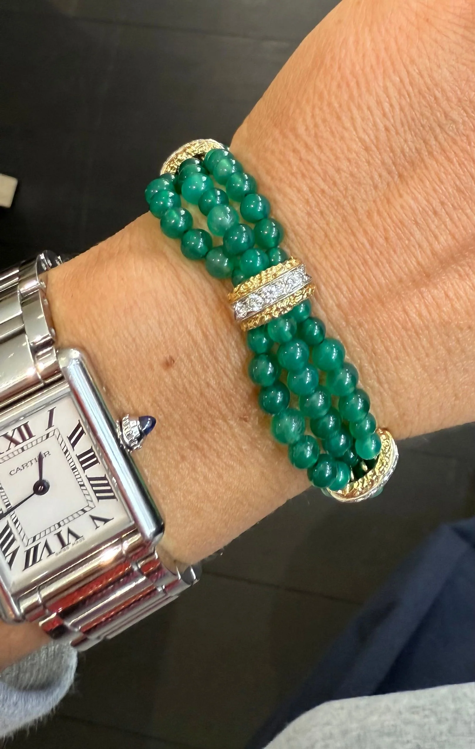 Van Cleef & ARPELS - Bracelet or jaune Chrysoprase et diamants - Image 2
