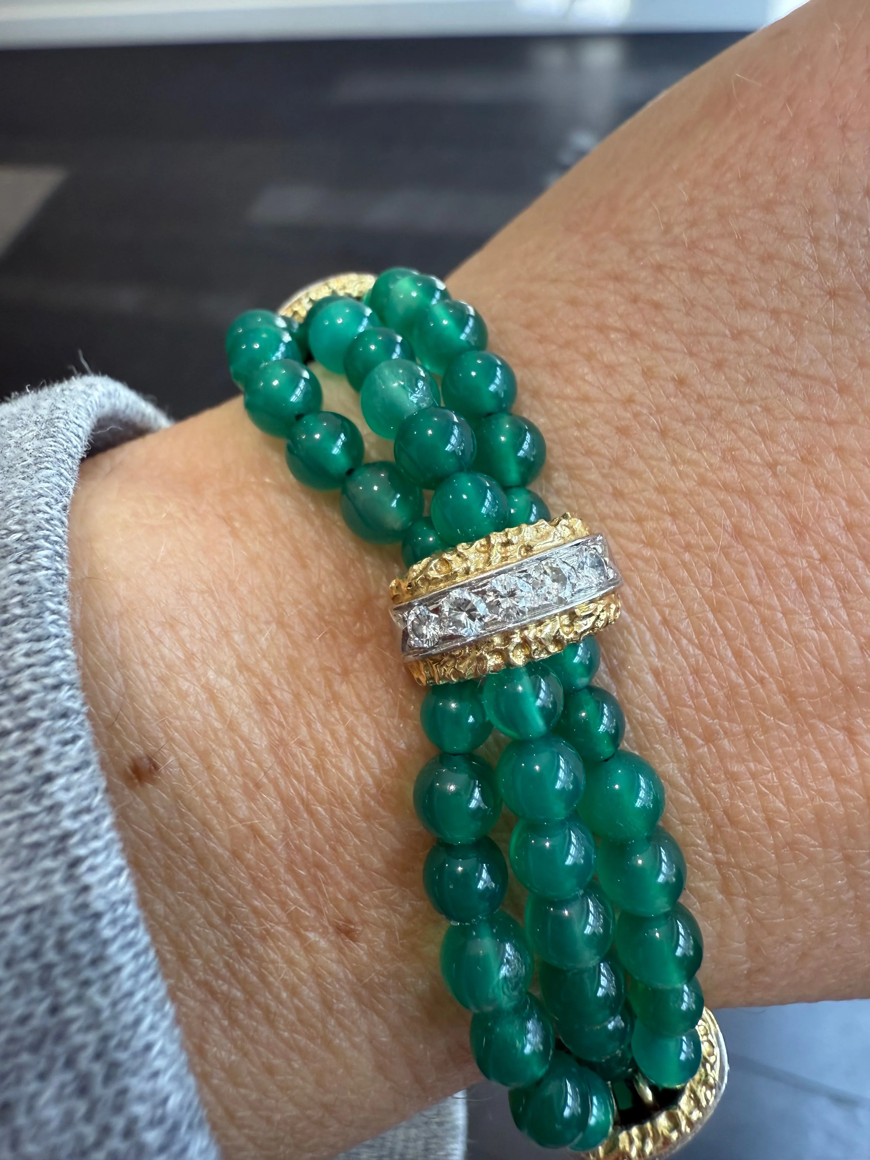 Van Cleef & ARPELS - Bracelet or jaune Chrysoprase et diamants - Image 9