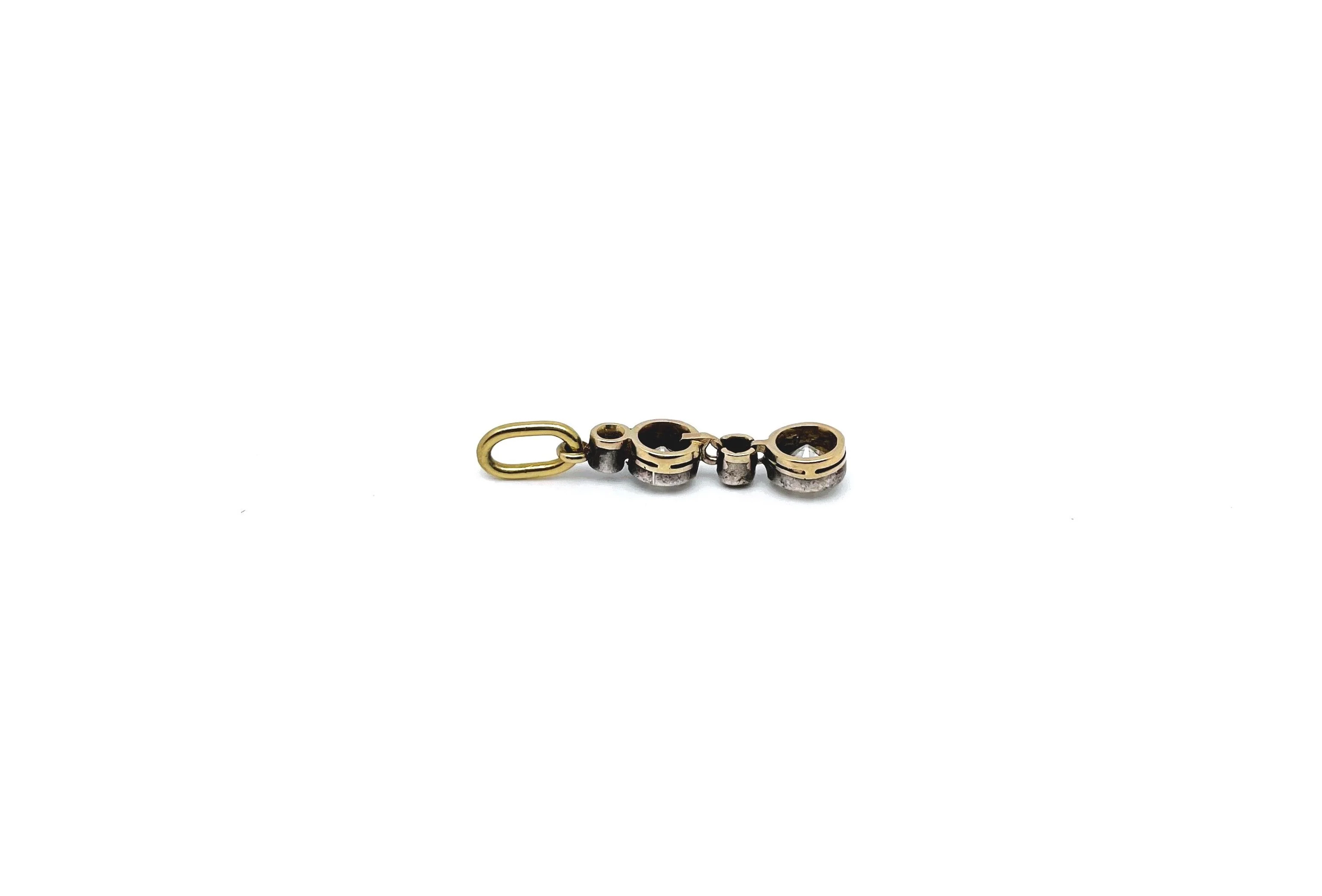 Pendentif ancien diamants en or jaune et argent - Image 3