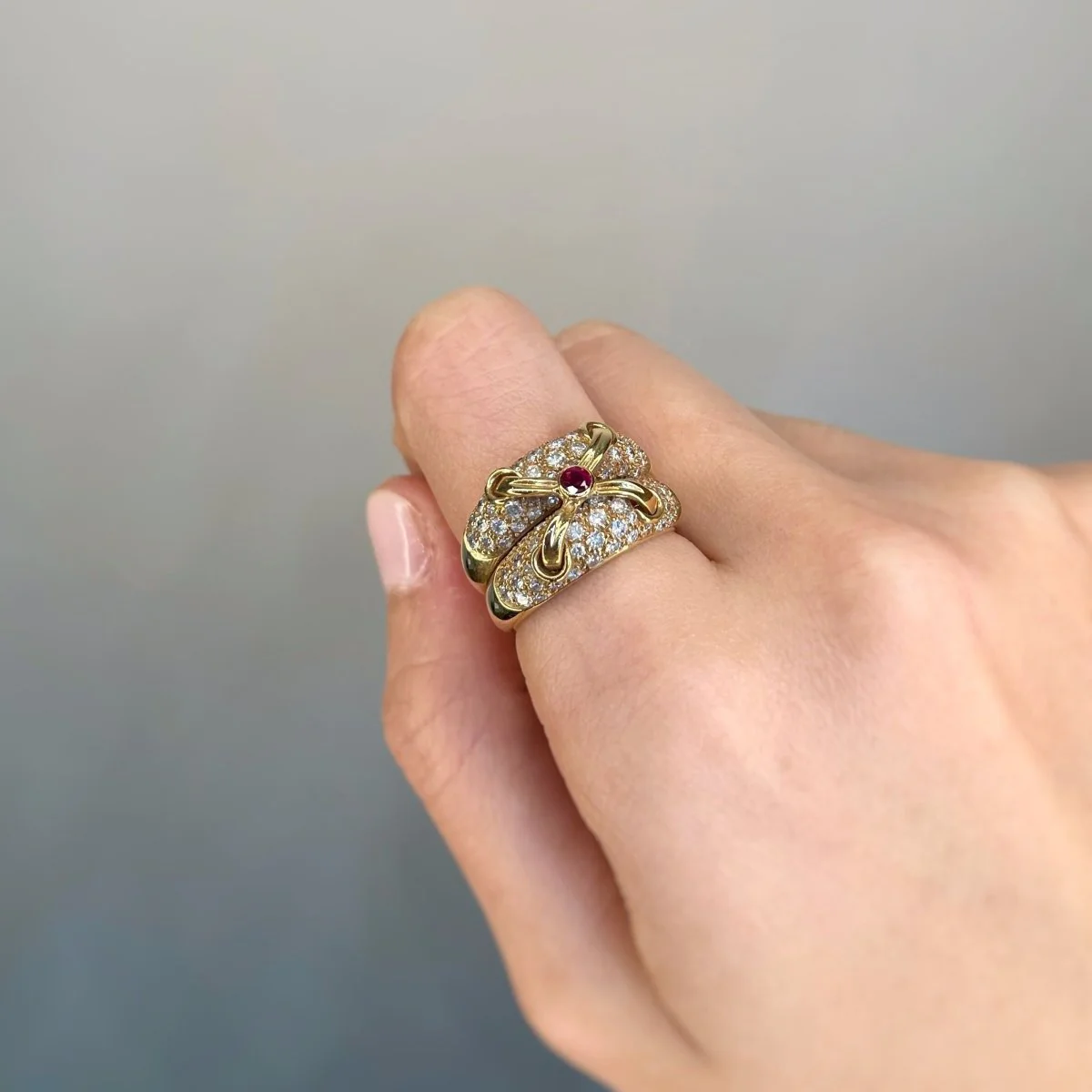 Bague - Or, Diamants et Rubis - Image 4