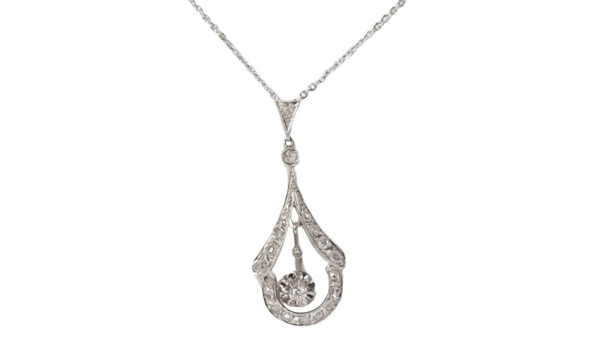 Collier des années 30 en or blanc, platine et diamants - Image 3