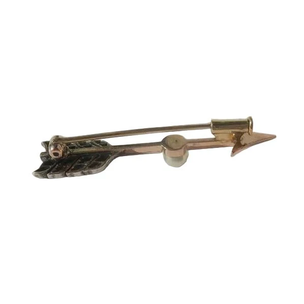Broche Barrette en or rose, perle et diamants - Image 3