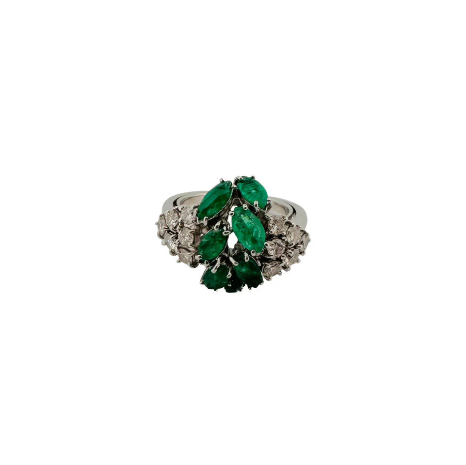 BAGUE FEUILLAGE OR, DIAMANTS & ÉMERAUDES - Image 2