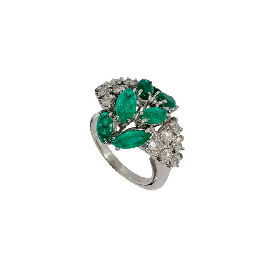 BAGUE FEUILLAGE OR, DIAMANTS & ÉMERAUDES - Image 4