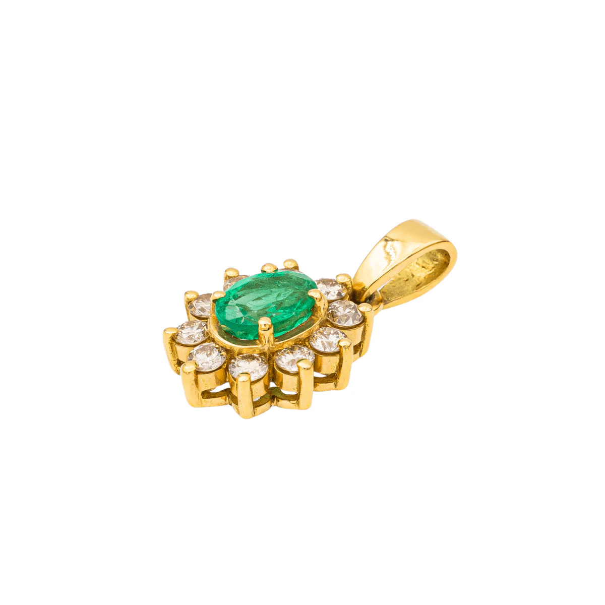 Pendentif en or jaune, émeraude et diamants - Image 3