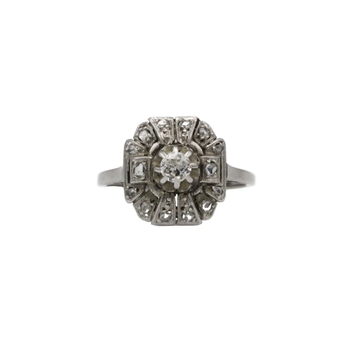 Bague Art Déco - Or, Platine & Diamants