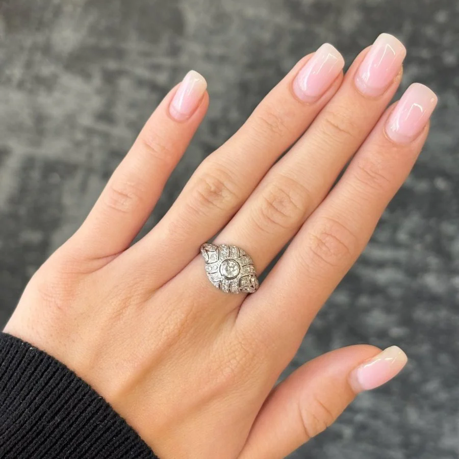 Bague ancienne or blanc 18K et diamants 0,75 ct - Image 2