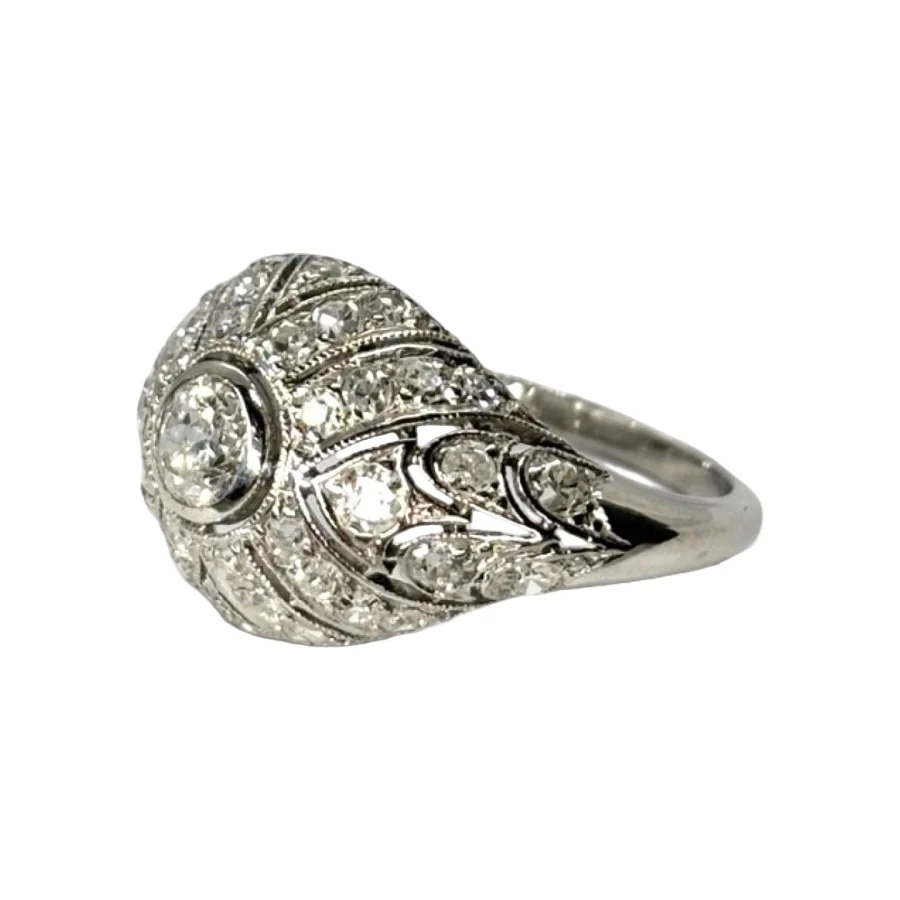 Bague ancienne or blanc 18K et diamants 0,75 ct - Image 3