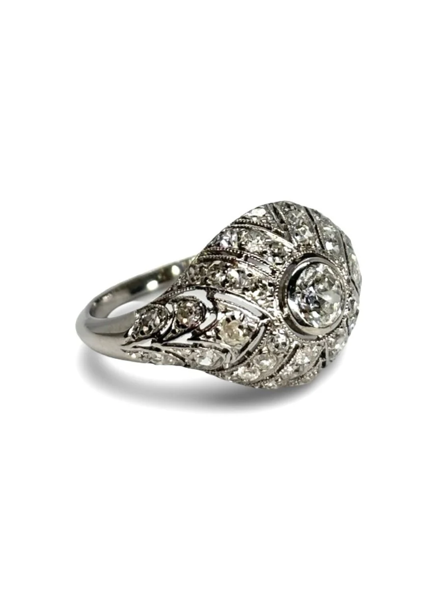 Bague ancienne or blanc 18K et diamants 0,75 ct - Image 4