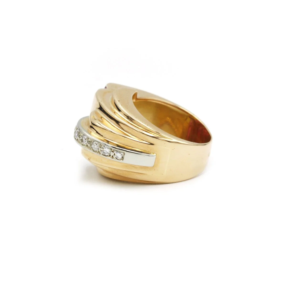 Bague Tank en or jaune, rubis et diamants - Image 4