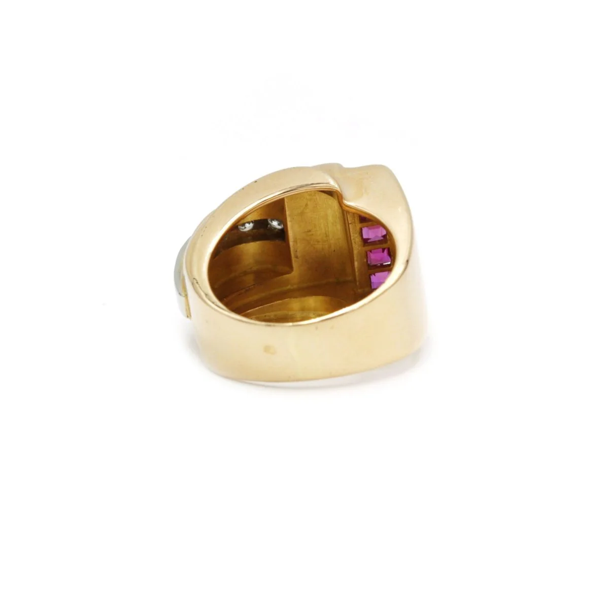 Bague Tank en or jaune, rubis et diamants - Image 5
