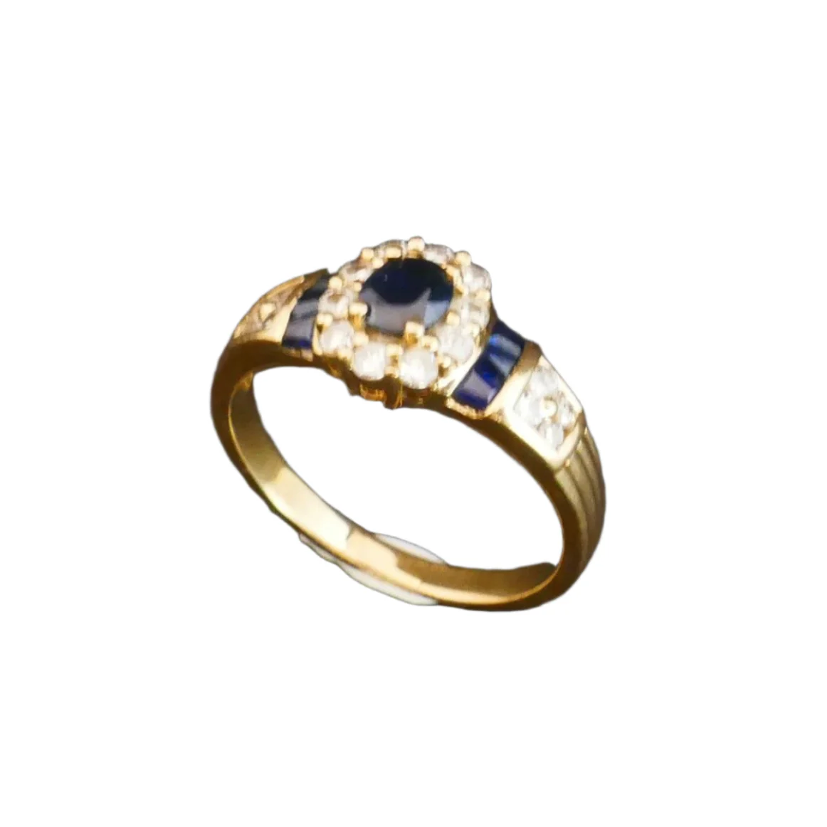 Bague en or jaune, saphirs et diamants - Image 3