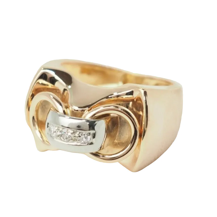 Bague Tank en or jaune, or blanc, et diamants - Image 3