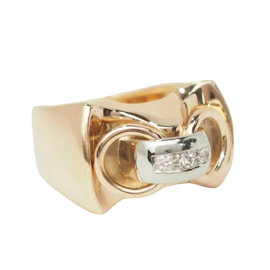 Bague Tank en or jaune, or blanc, et diamants - Image 4