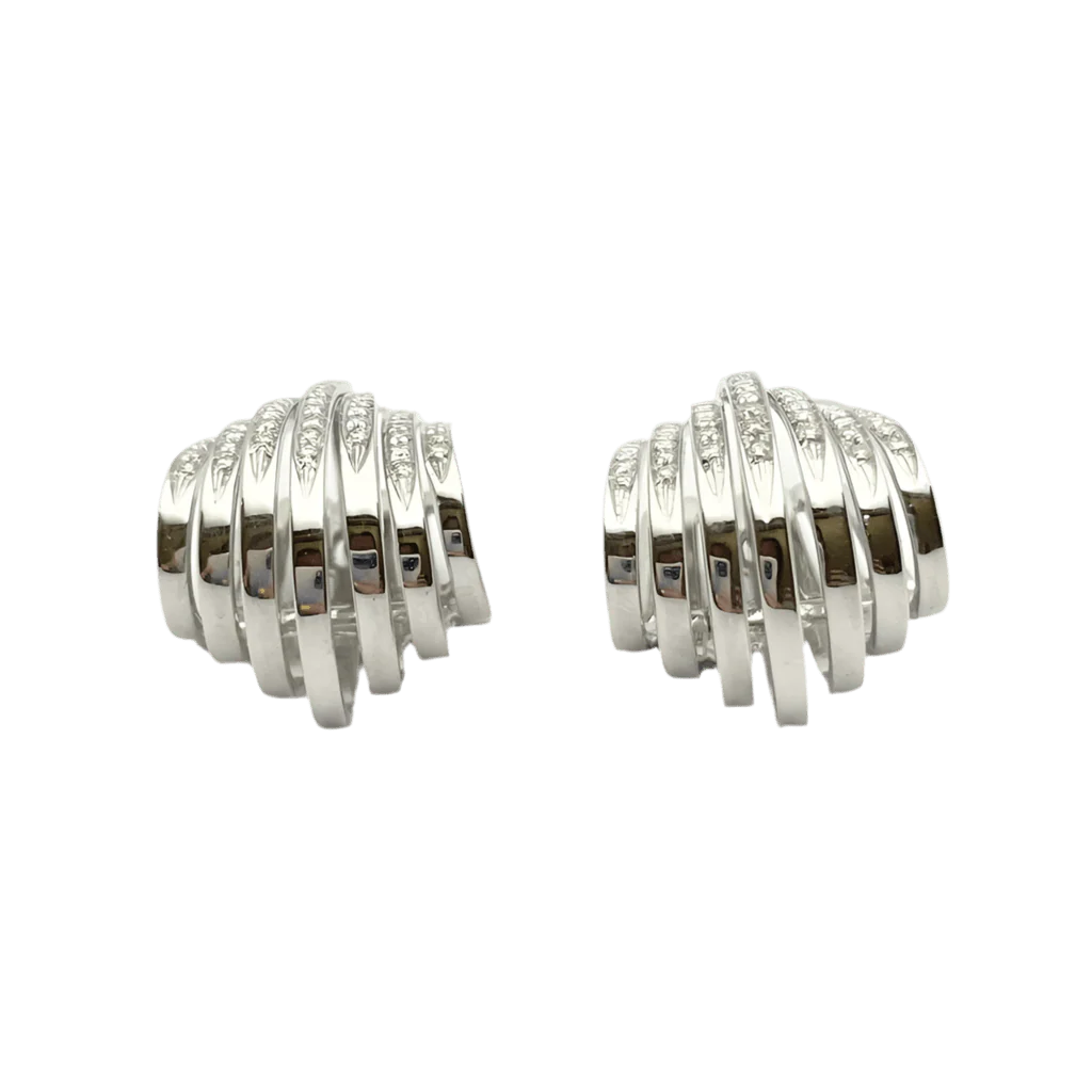 Boucles d'oreilles Clips en or blanc et diamants - Image 2