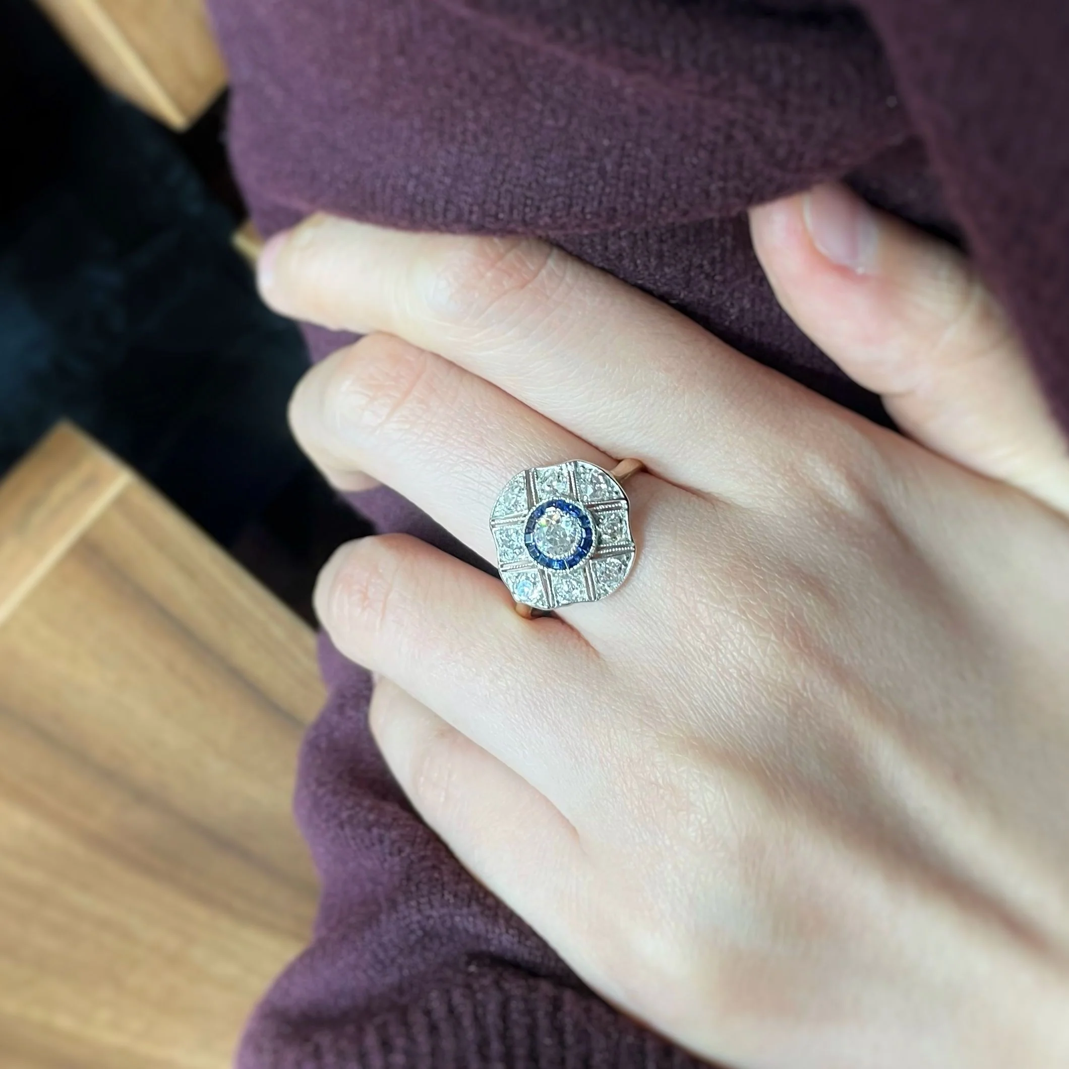 Bague - Or, Argent, Saphirs & Diamants - Image 4
