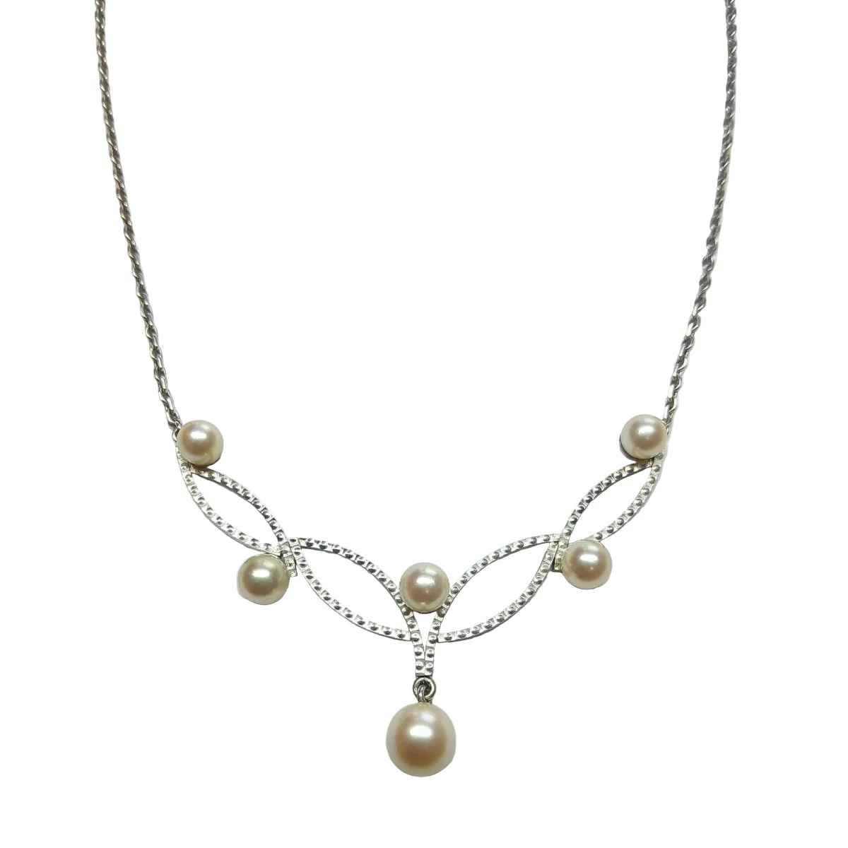 Collier Draperie en or blanc et perles