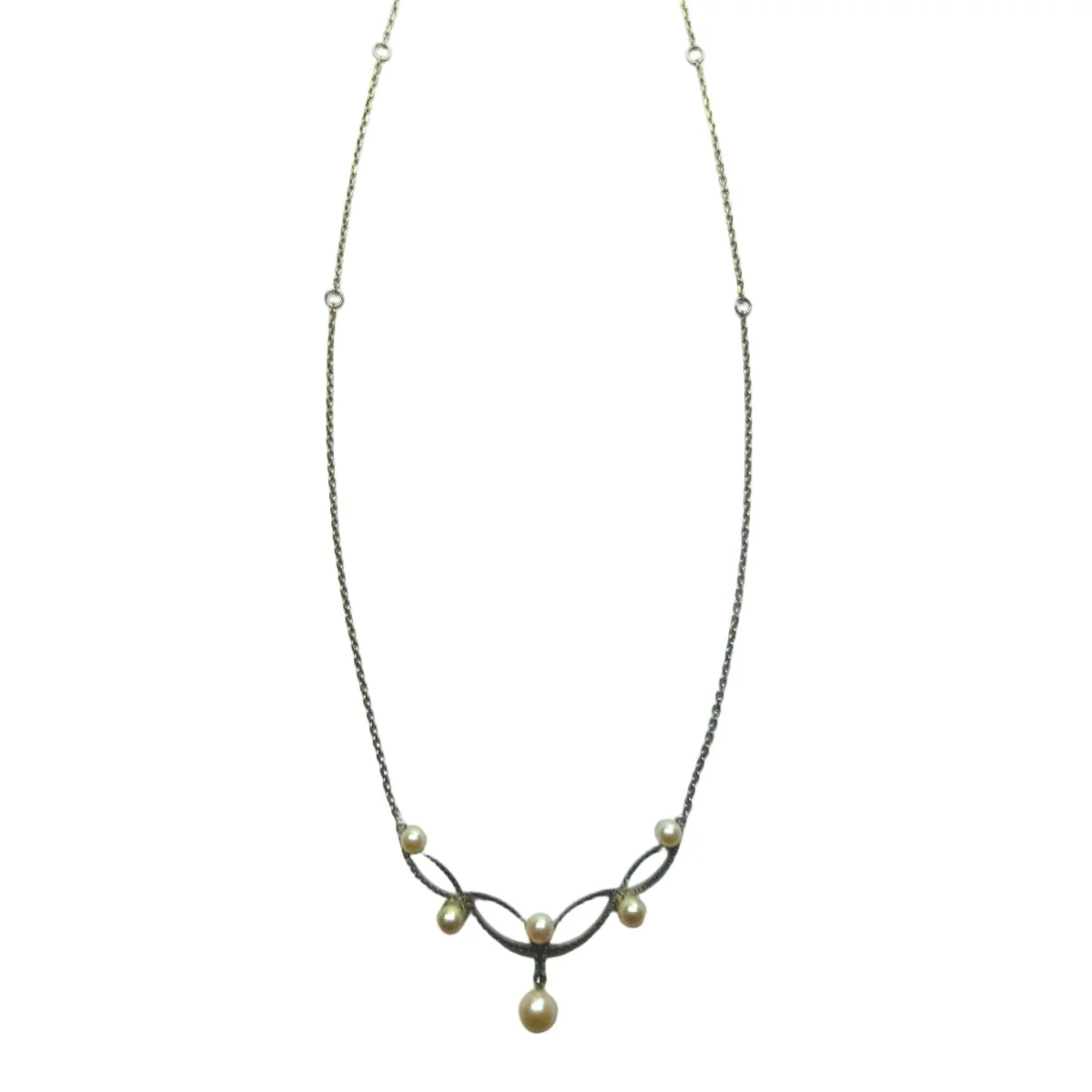 Collier Draperie en or blanc et perles - Image 2
