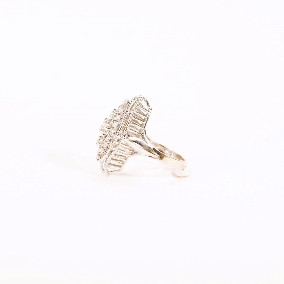 Bague Marquise diamants en or blanc et platine - Image 5