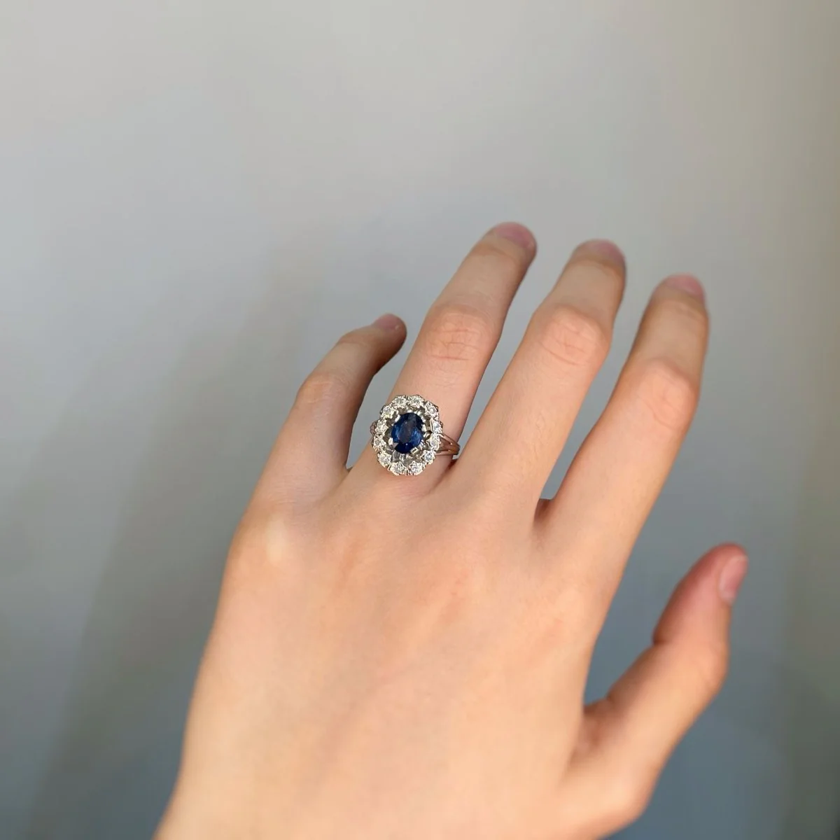 Bague - Or, Platine, Saphir & Diamants - Image 5